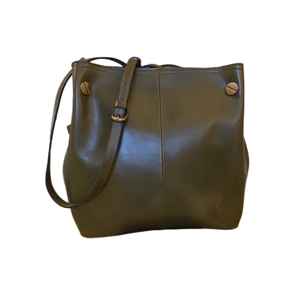 Patricia Nash Lidney Olive Green Leather Slouchy Satchel Large EUC - Picture 4 of 14
